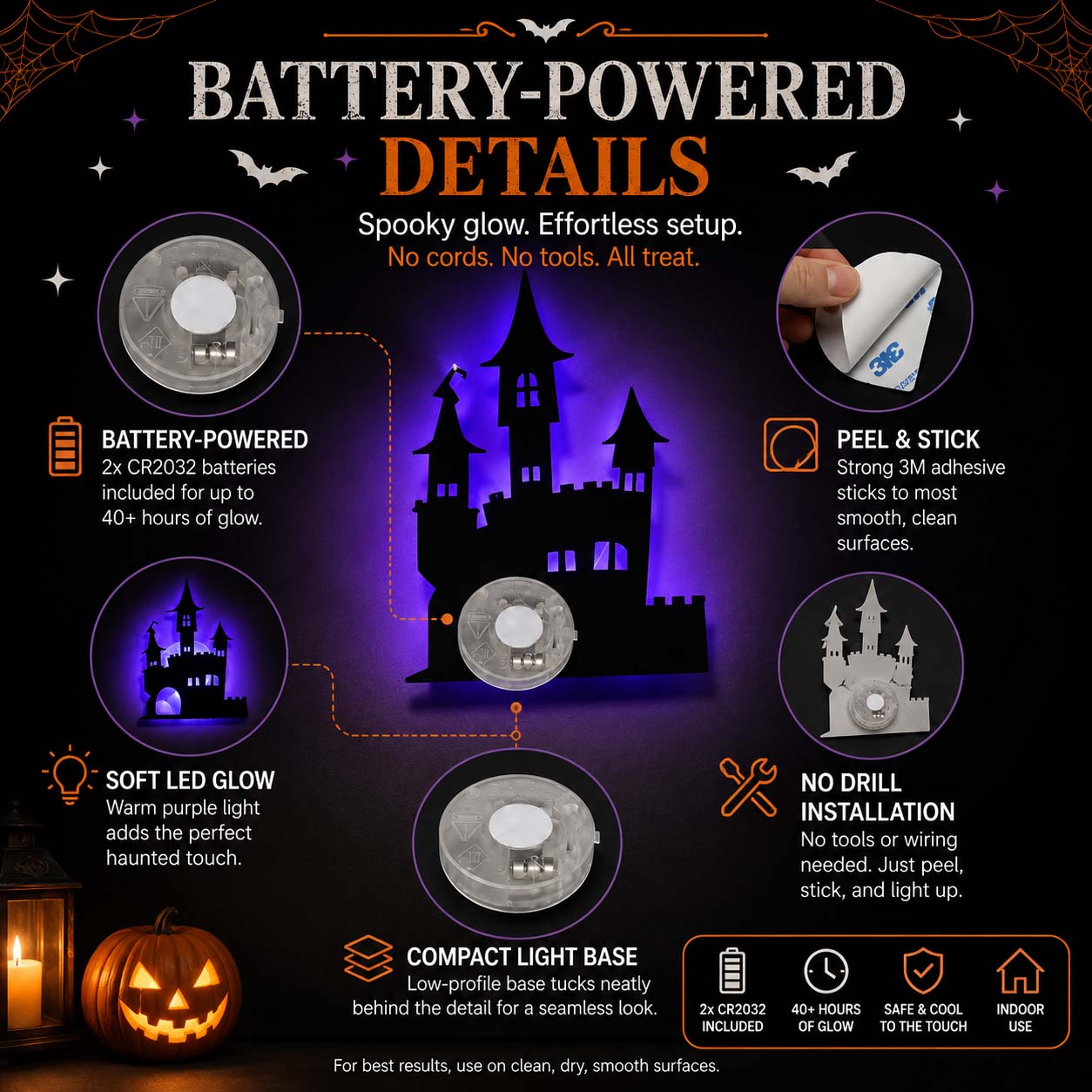 🔥Halloween LED Silhouette Wall Light Stickers, Battery Powered Peel