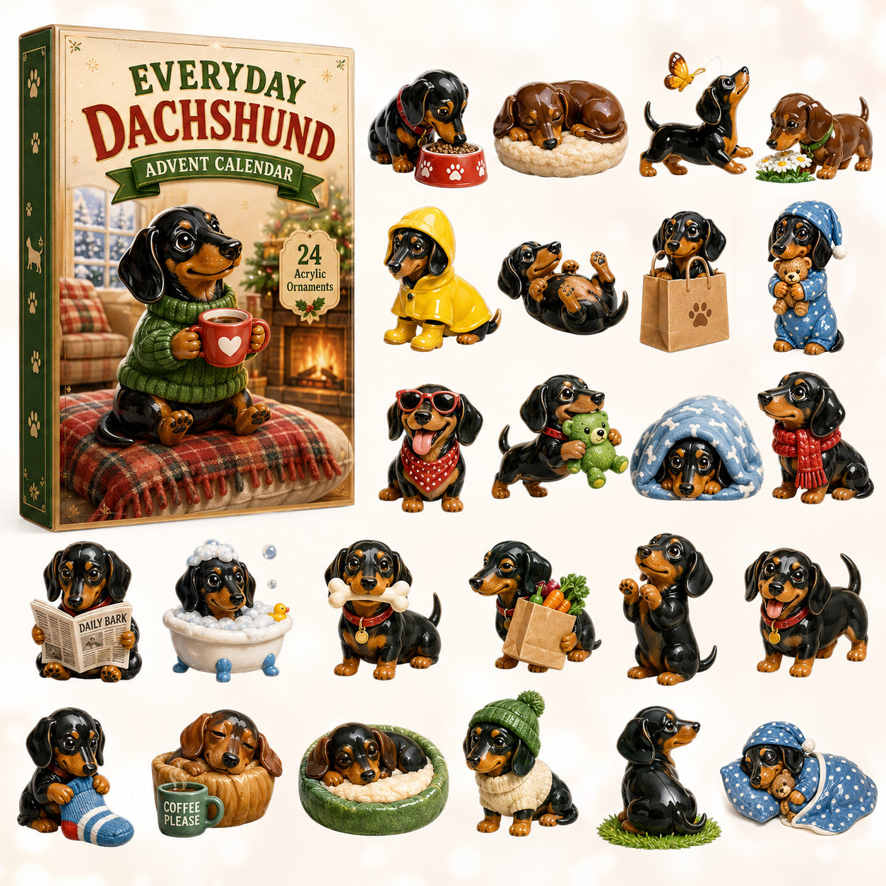 🎄🐾 Dachshund Advent Calendar – A Festive Blind Box Surprise