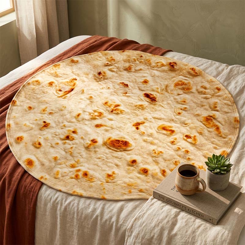 Realistic Food Print Round Flannel Throw Blanket