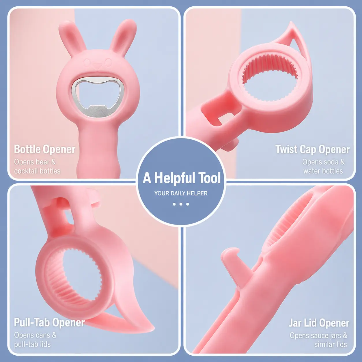 4-in-1 rabbit-shaped bottle opener