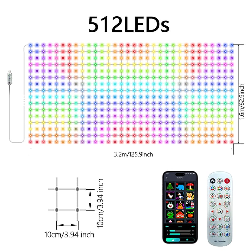 Smart RGB Foldable LED Mesh Net Light