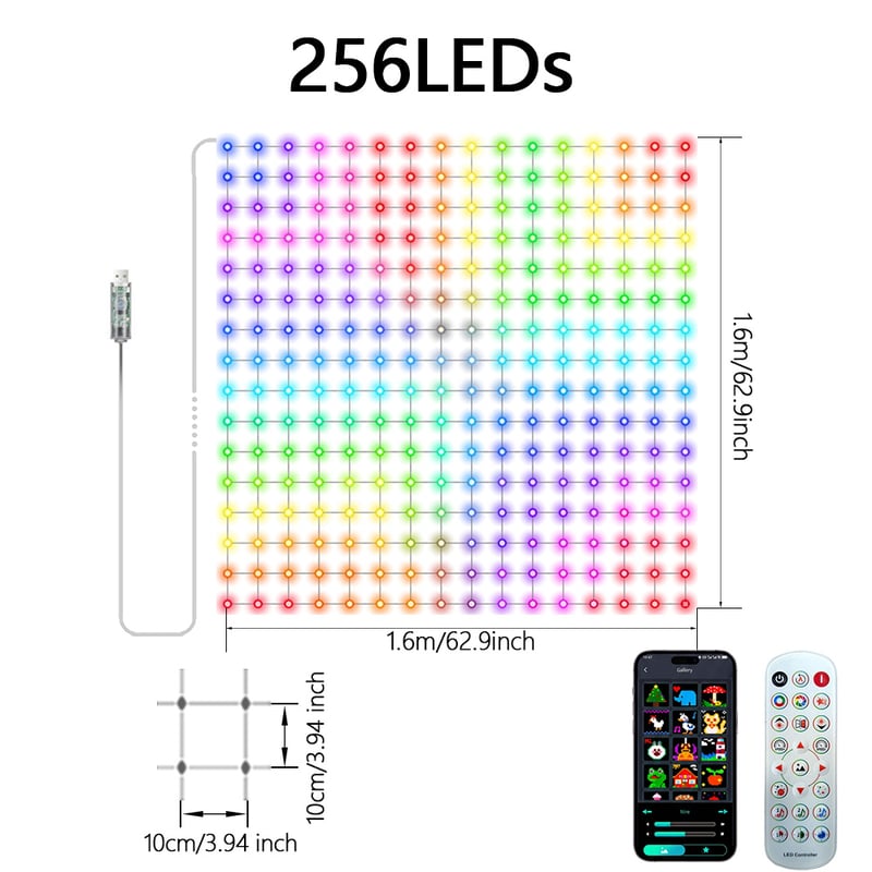 Smart RGB Foldable LED Mesh Net Light