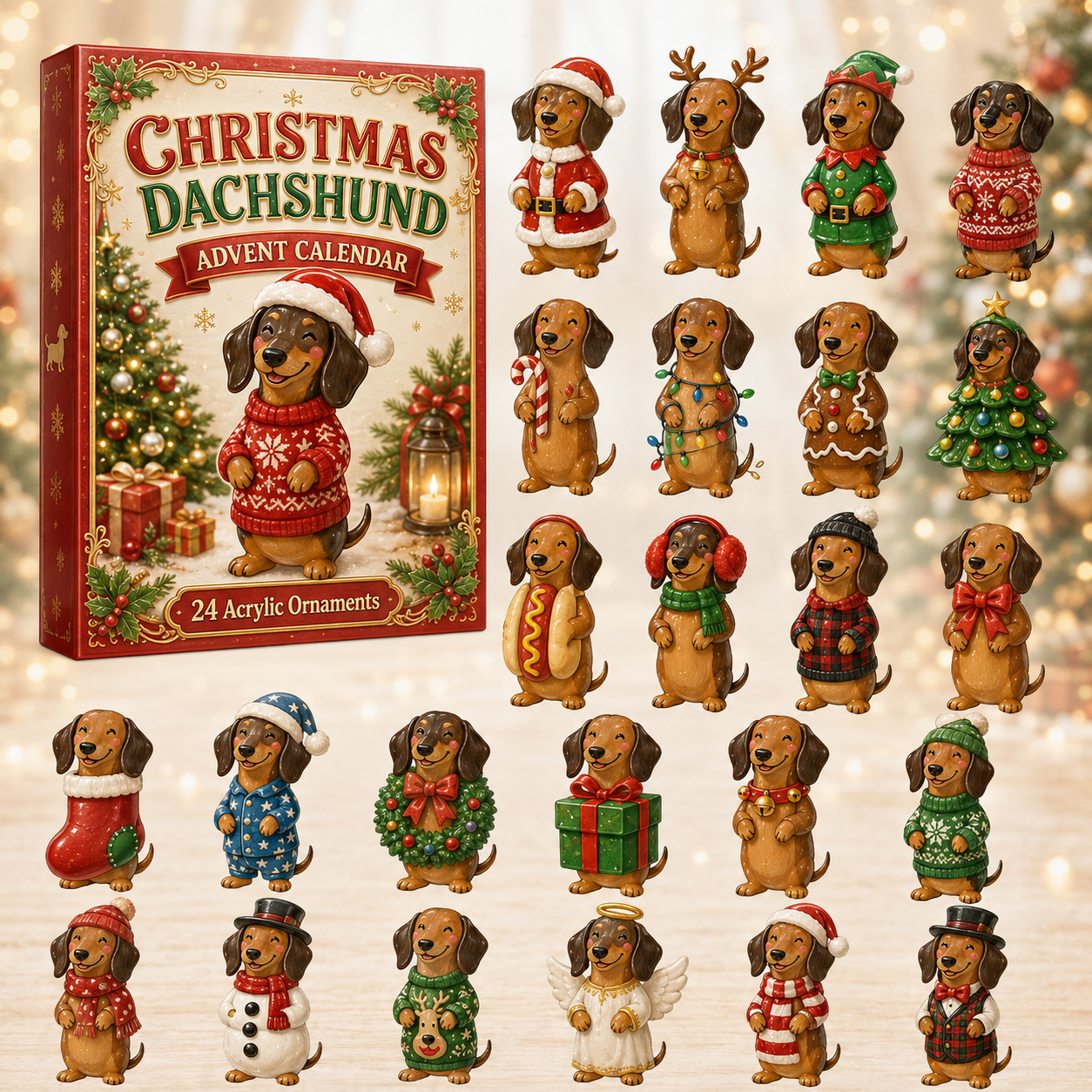 🎄🐾 Dachshund Advent Calendar – A Festive Blind Box Surprise