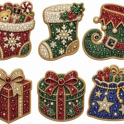 🎄DIY Diamond Painting Christmas Magnets – Sparkling Handmade Refrigerator Magnets for Holiday Decor, Crafts & Gifts