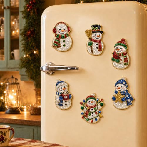 🎄DIY Diamond Painting Christmas Magnets – Sparkling Handmade Refrigerator Magnets for Holiday Decor, Crafts & Gifts