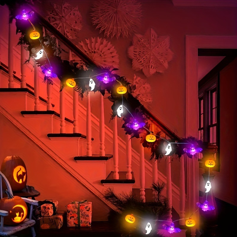 Halloween LED Bat Lantern Decoration – Spooky Hanging Light String with Battery Power for Party, Home & Outdoor Decor