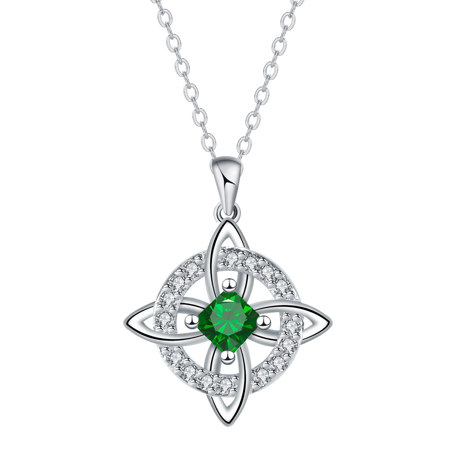5. May / Emerald Artificial Crystal 🔮Mystical Birthstone Witches Knot Necklace💞