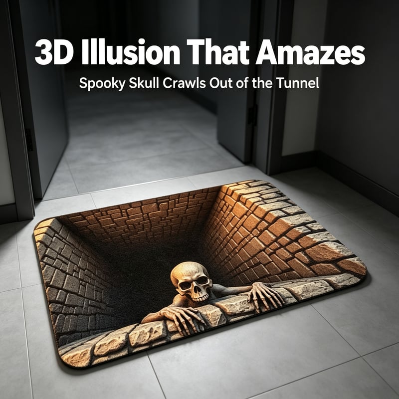 3D Skull Illusion Doormat