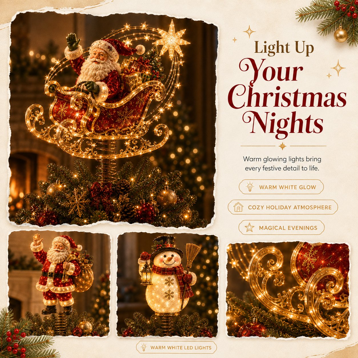 ⏳ Last Day 49% OFF – 🎅  Lighted Christmas Tree Topper Collection | 7 Festive Character Des