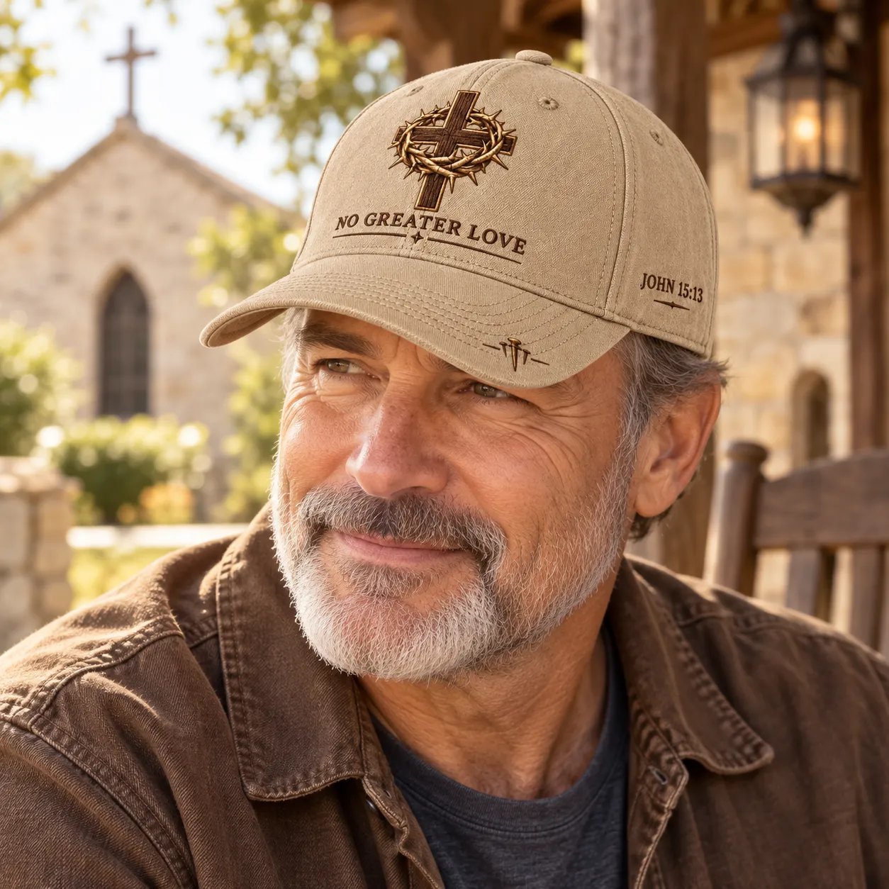 John 15:13 Christian cap details