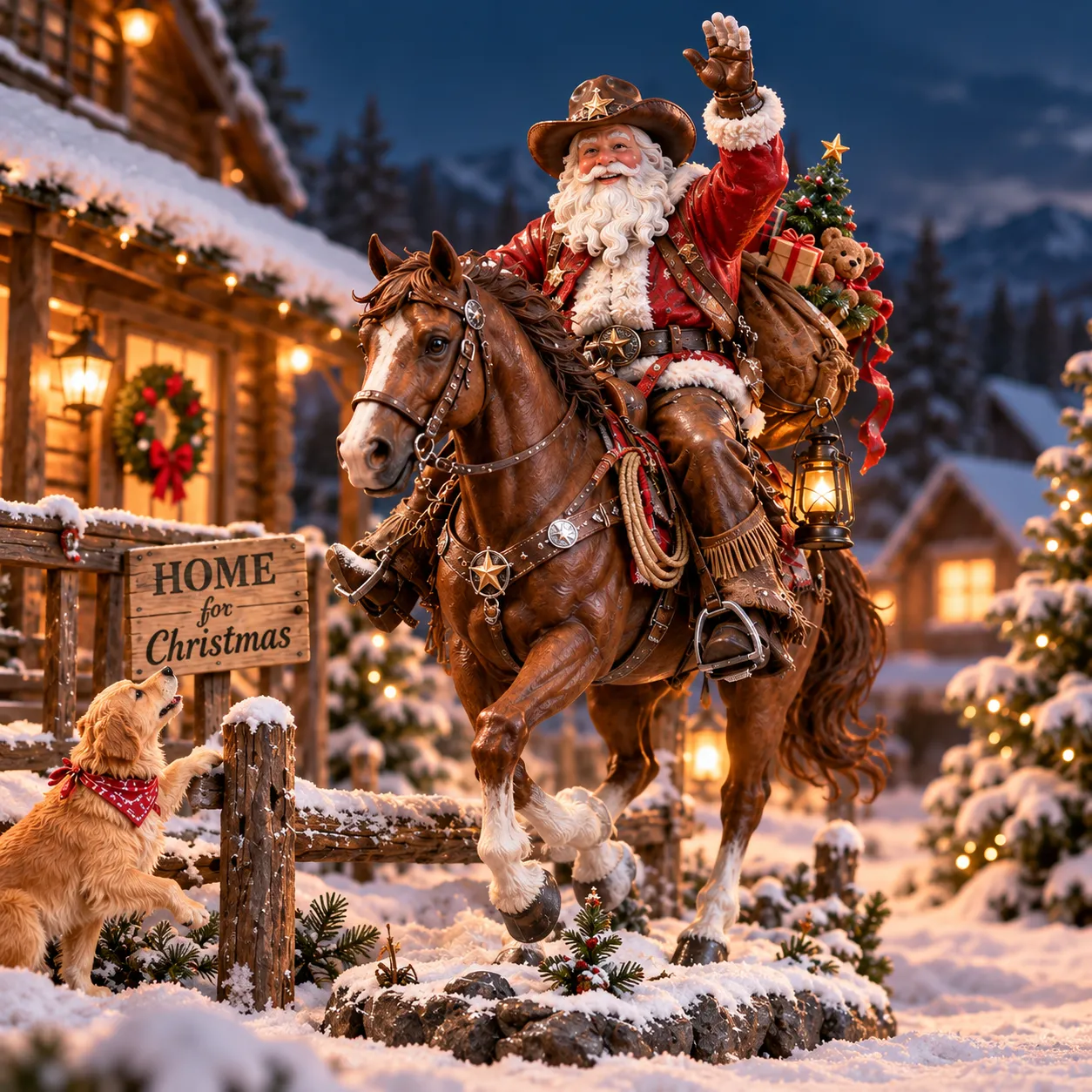 🐎 Mustang 🔥Last Day 50% OFF🎄🤠 The Old West Cowboy Santa – A Homeward Christmas Keepsake