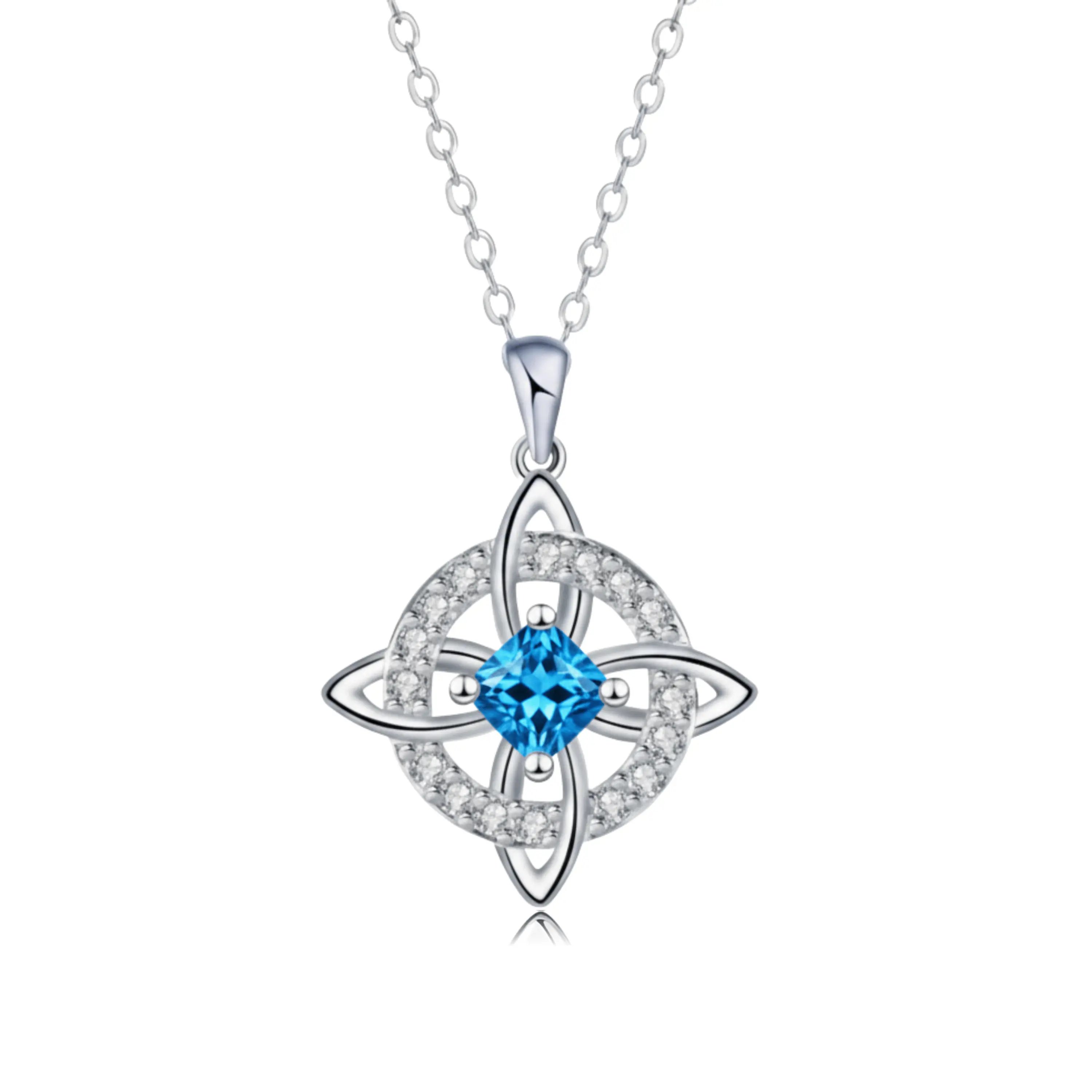 3. March / Aquamarine Artificial Crystal 🔮Mystical Birthstone Witches Knot Necklace💞