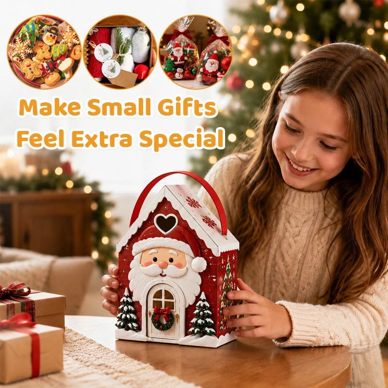 🏠🎄 Christmas Cottage Handle Gift Box — 5 Festive Designs, House‑Shaped Packaging with Carr
