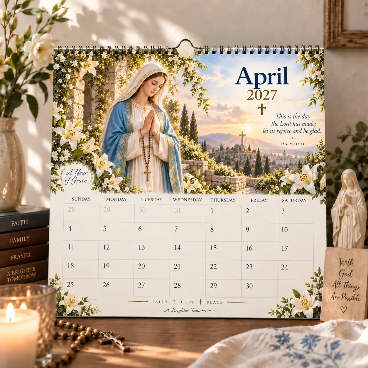 2027 Blessed Mother Wall Calendar – A Year of Grace, Hope & Prayer | Virgin Mary Christian