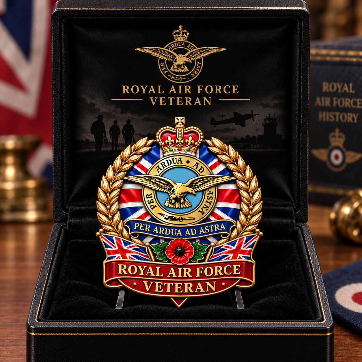 Buy 1 ✈️🇬🇧 Royal Air Force Veteran “Per Ardua Ad Astra” Remembrance Collectable Metal Badge
