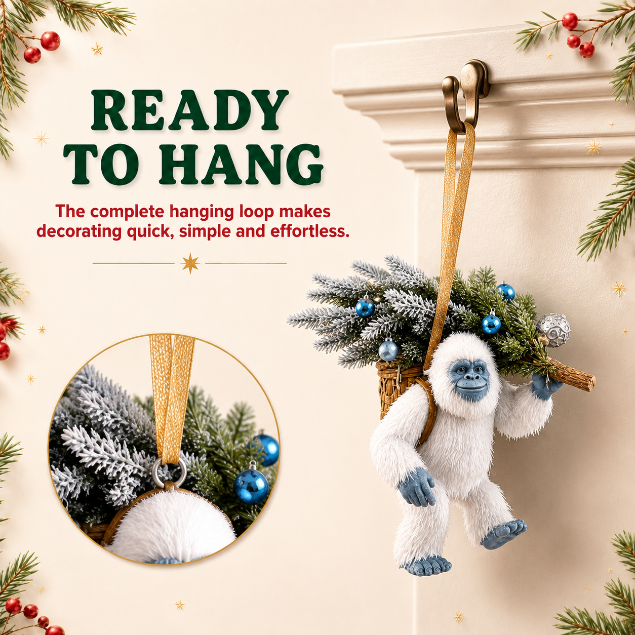 Bigfoot ornament hanging loop
