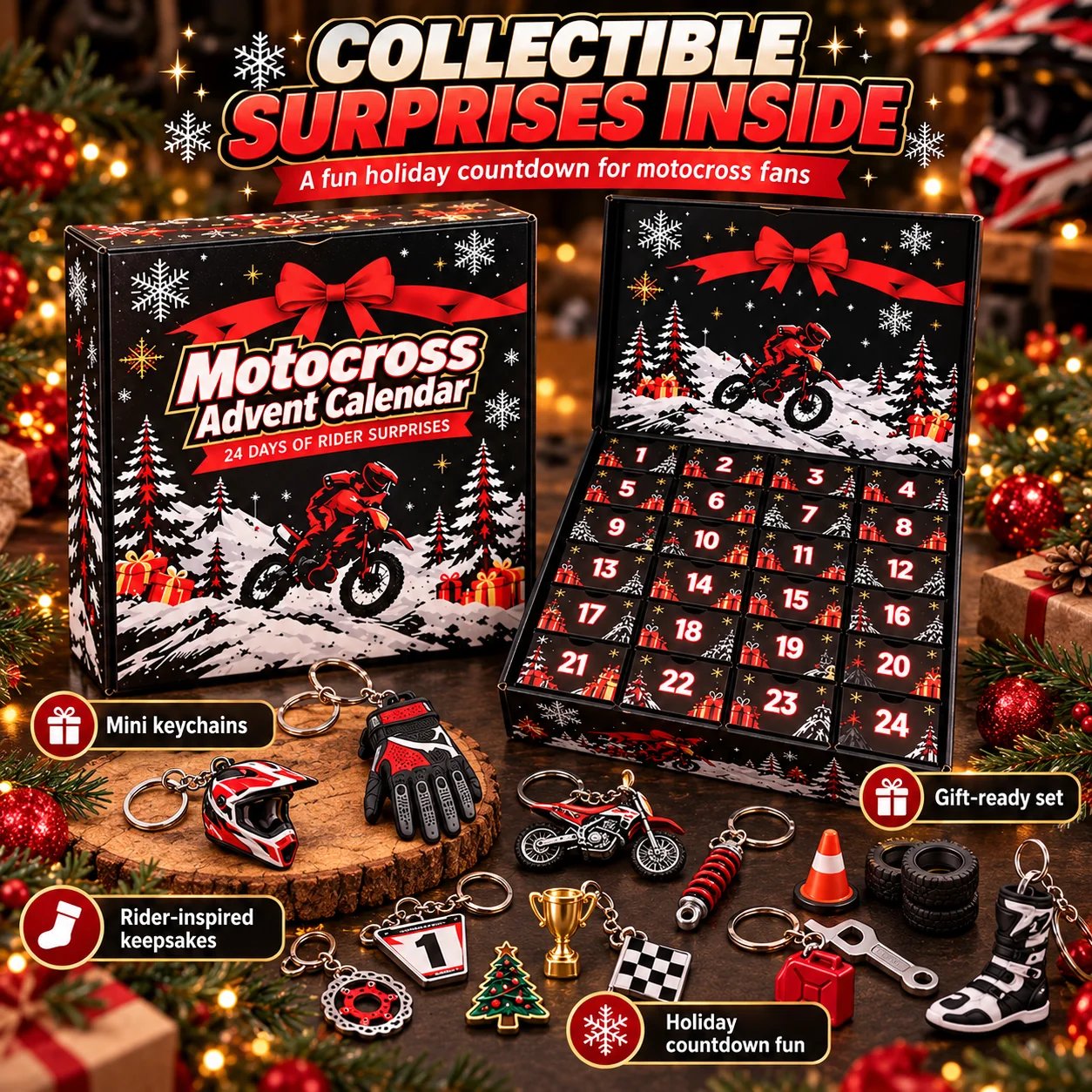 Miniature motocross keyrings and keepsakes