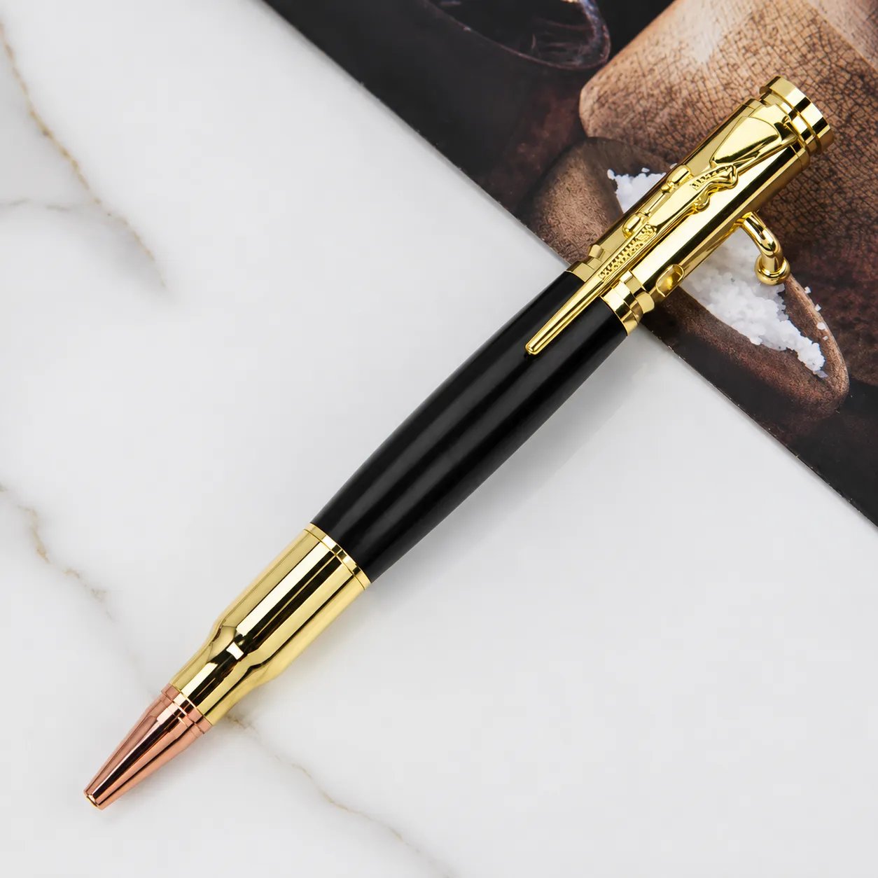 Black 🖊Handcrafted by Jake Wilson🖊 Bolt Action Wooden Bullet Pen | Crafted From Real Wood & Bull