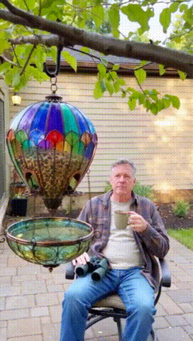 Colorful stained glass bird feeder