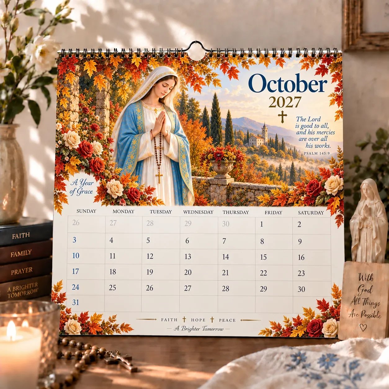 2027 Blessed Mother Wall Calendar – A Year of Grace, Hope & Prayer | Virgin Mary Christian