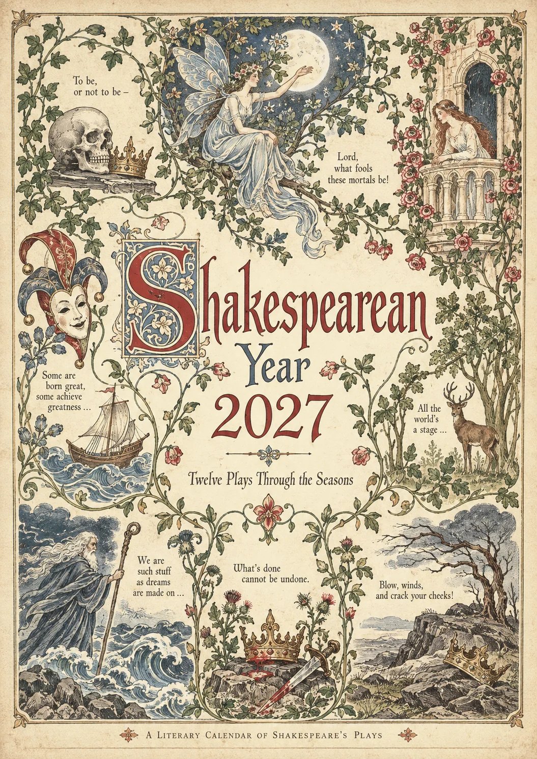 A Vintage Literary Year 2027 – 12 Plays Through the Seasons | Vintage Illustrated Wall Cal