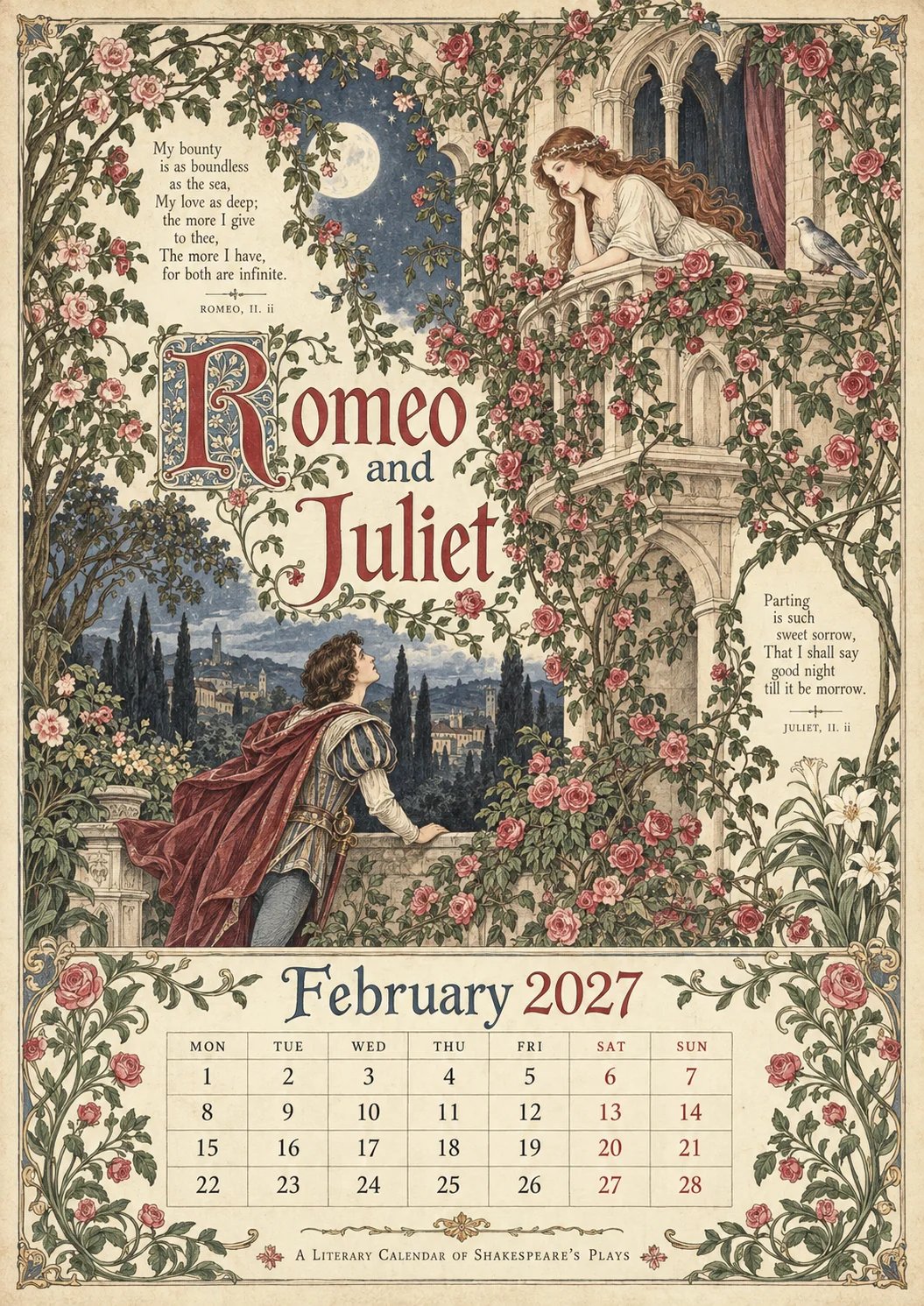 A Vintage Literary Year 2027 – 12 Plays Through the Seasons | Vintage Illustrated Wall Cal