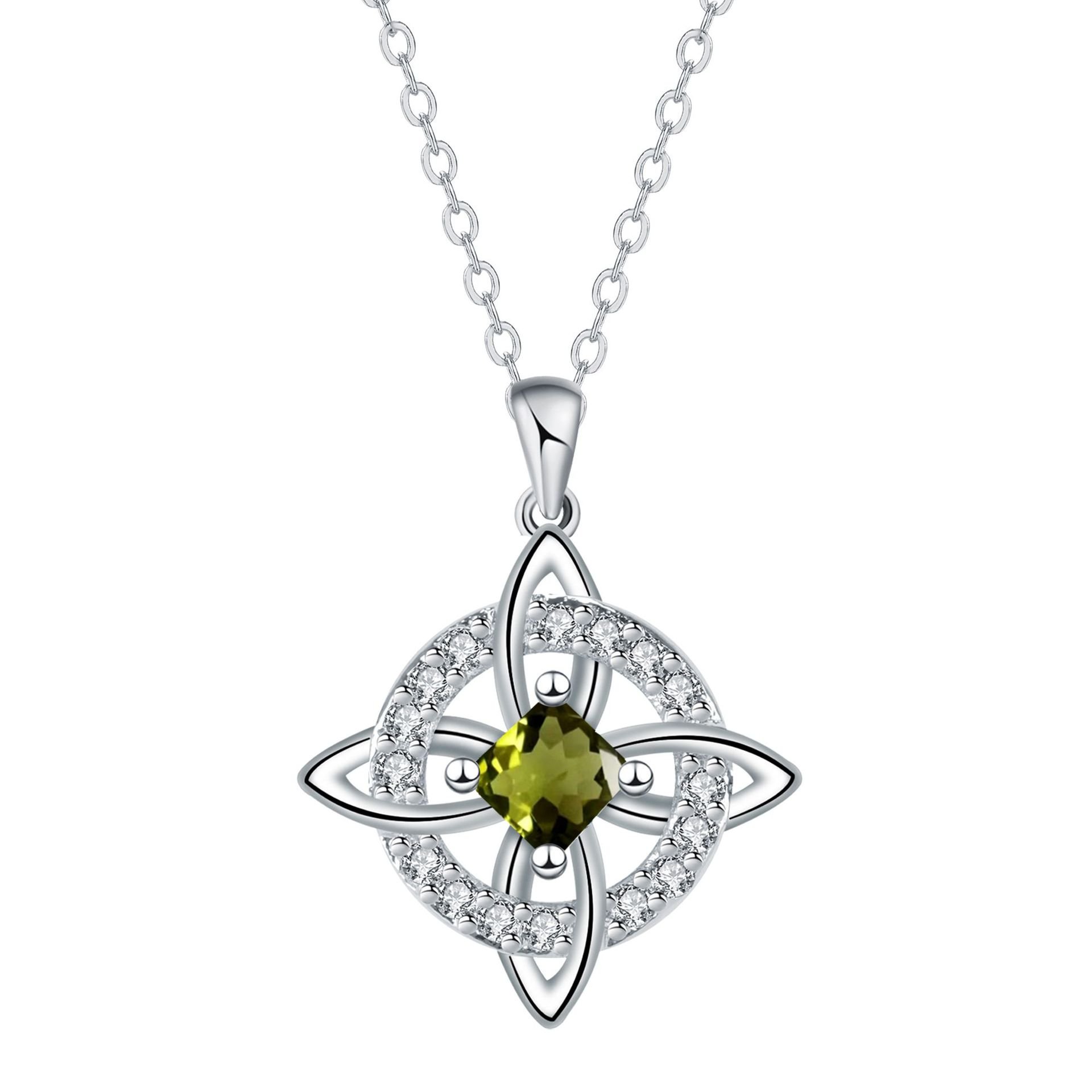 8. August / Peridot Artificial Crystal 🔮Mystical Birthstone Witches Knot Necklace💞