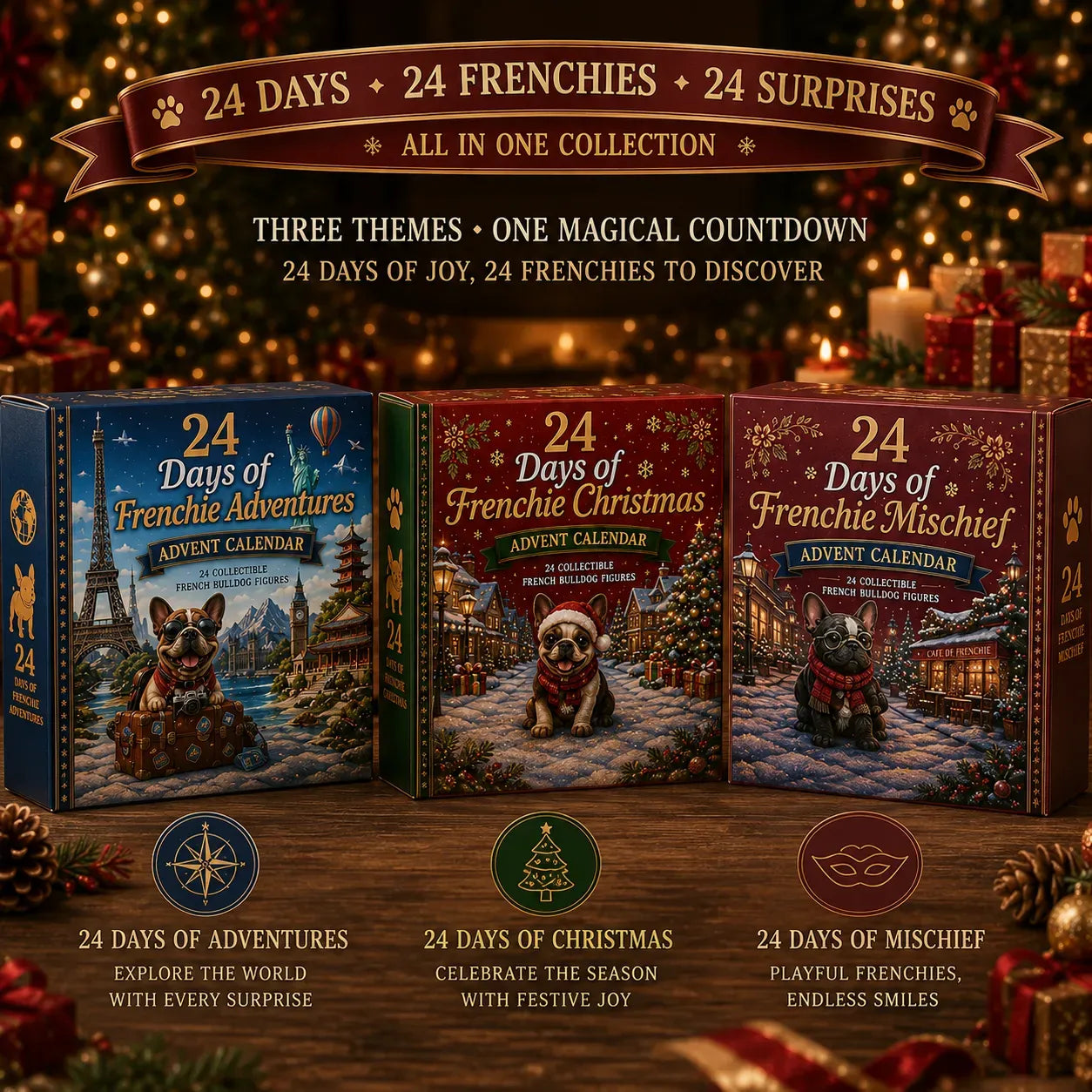 ⏳ Last Day 49% OFF – 🐶 24-Day French Bulldog Christmas Advent Calendar | 24 Unique Collect