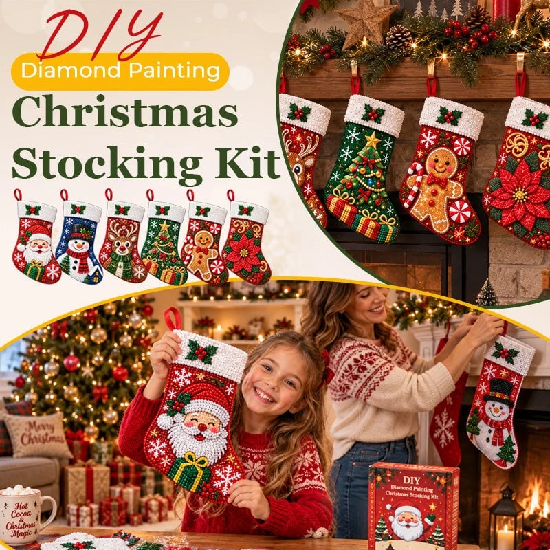 🎅 Santa Claus DIY Diamond Painting Christmas Stocking Kit