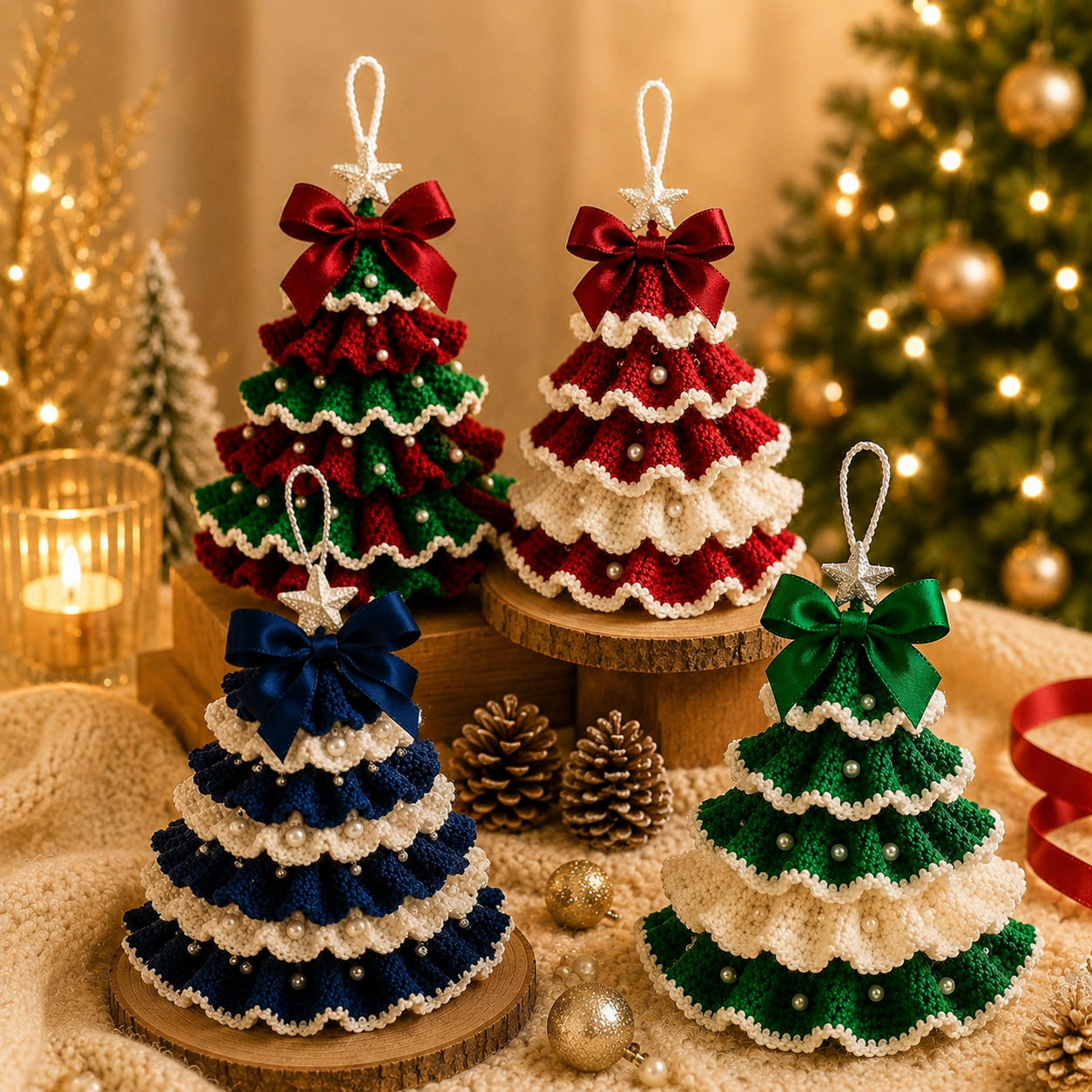 Crochet Christmas tree color options
