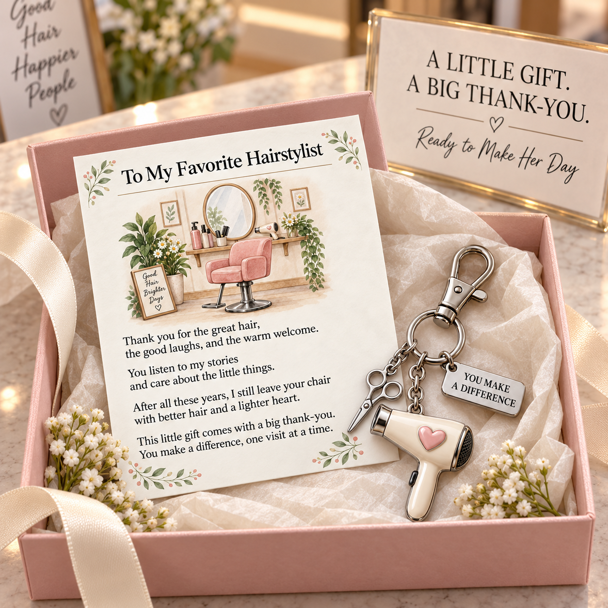 ✨ The "You Make a Difference" Appreciation Gift Set – Keychain & Greeting Card ✨