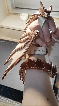 Leather Dragon Wristband moving on hand
