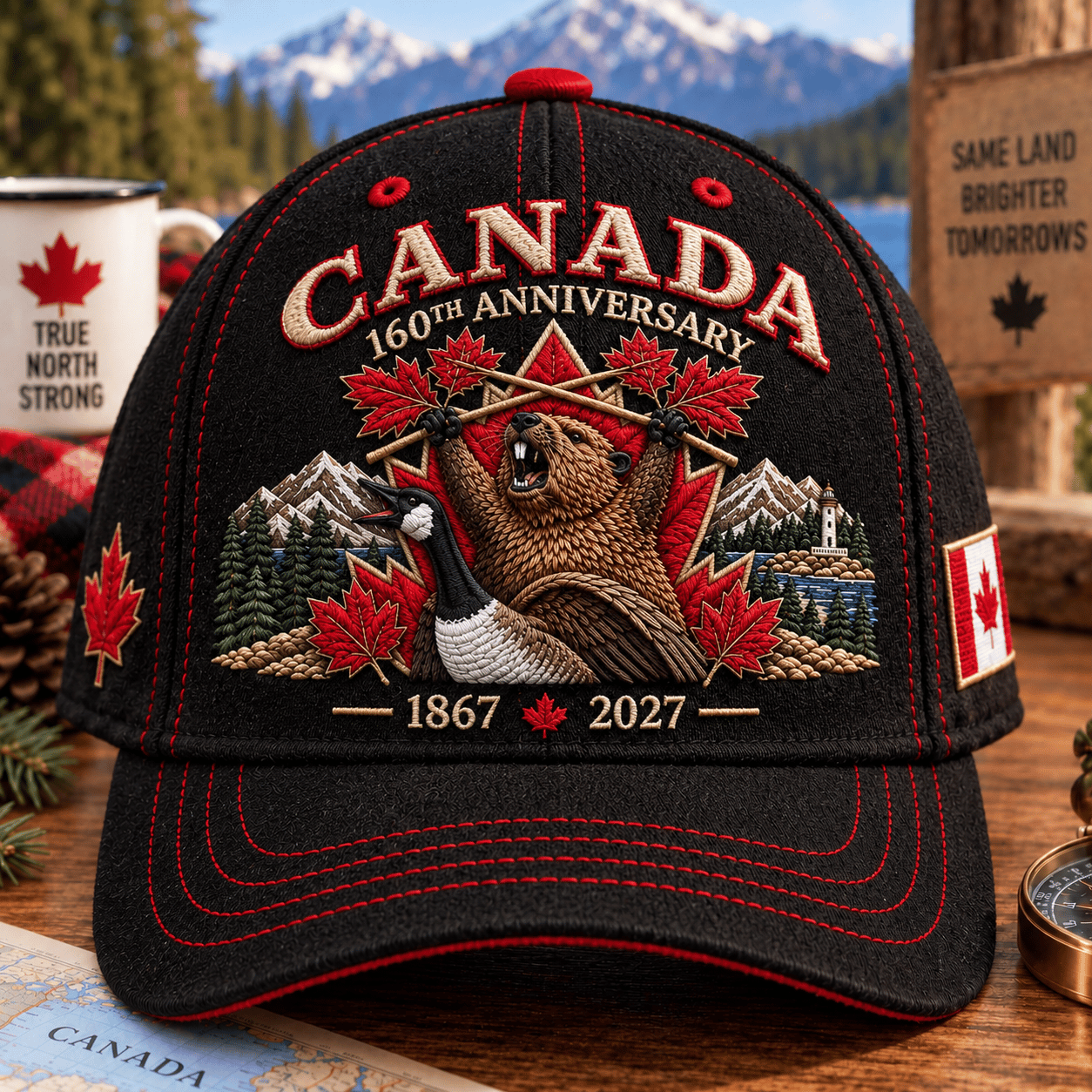Black One-Size Fits Most 🔥LAST DAY 50% OFF - 🍁 Canada 160th Anniversary 1867–2027 - Premium Embroidered Heritage Ca