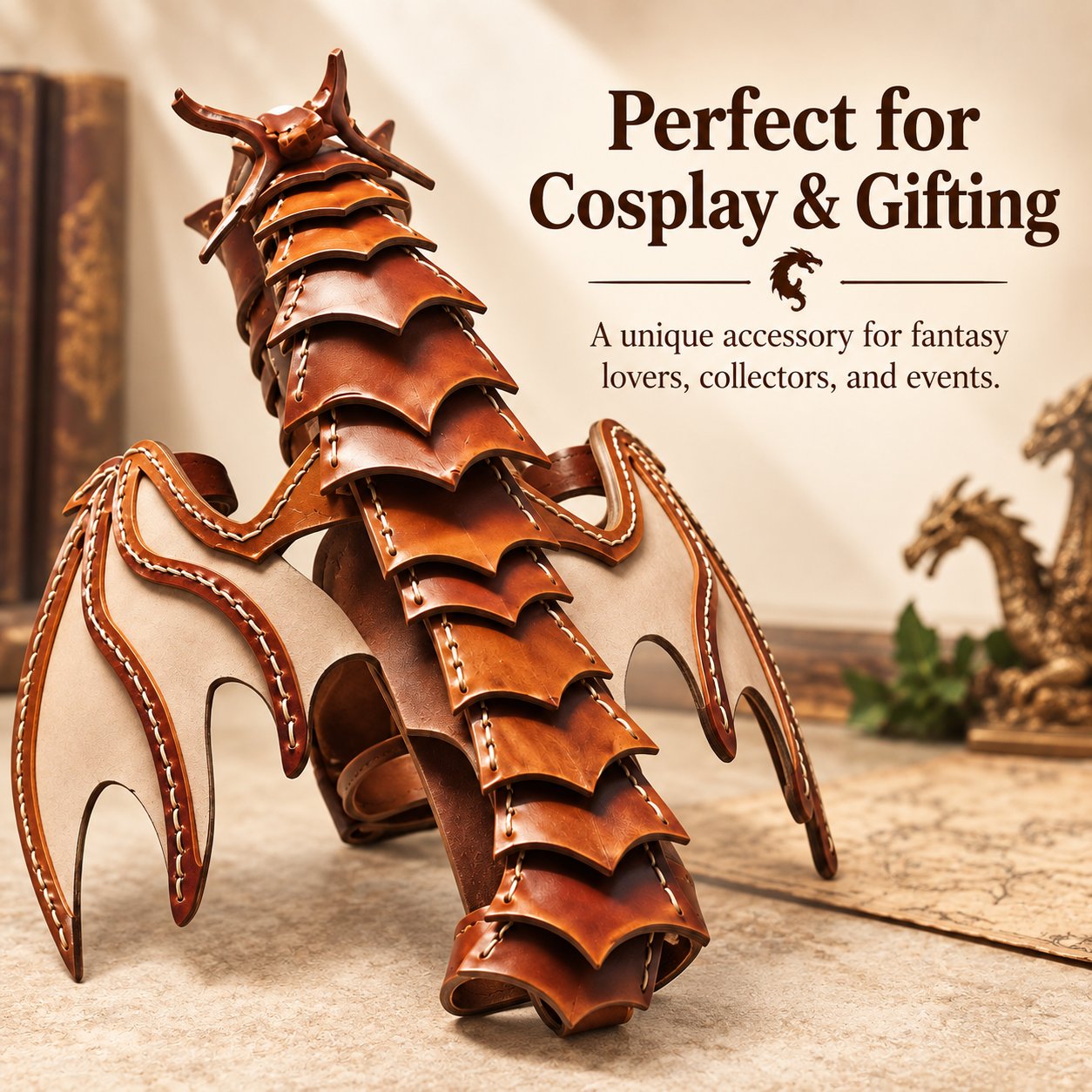Leather Dragon Wristband detailed dragon design