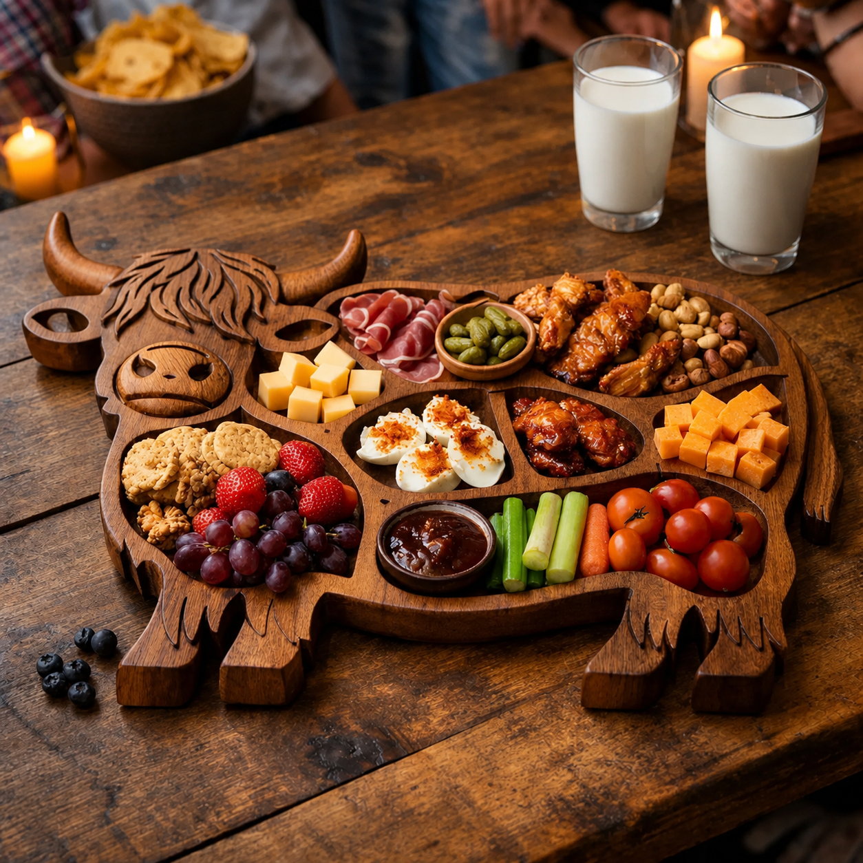 Highland Cow D Highland Cow Wooden Charcuterie Board