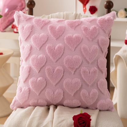 Heart Embroidered Plush Pillow Case Valentine Gift
