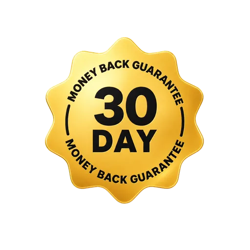 MENRYX glossy gold 30-day money-back guarantee badge