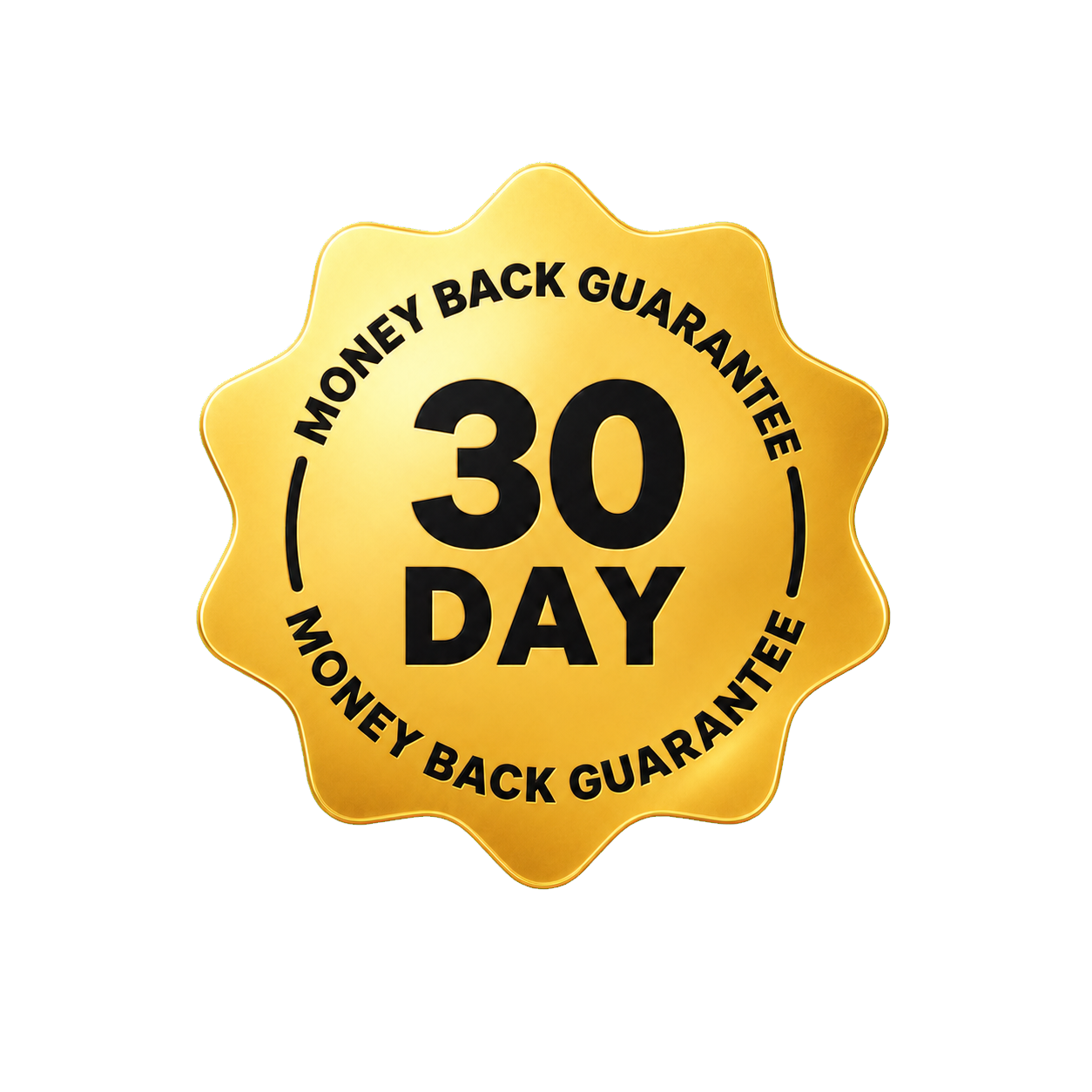 MENRYX glossy gold 30-day money-back guarantee badge