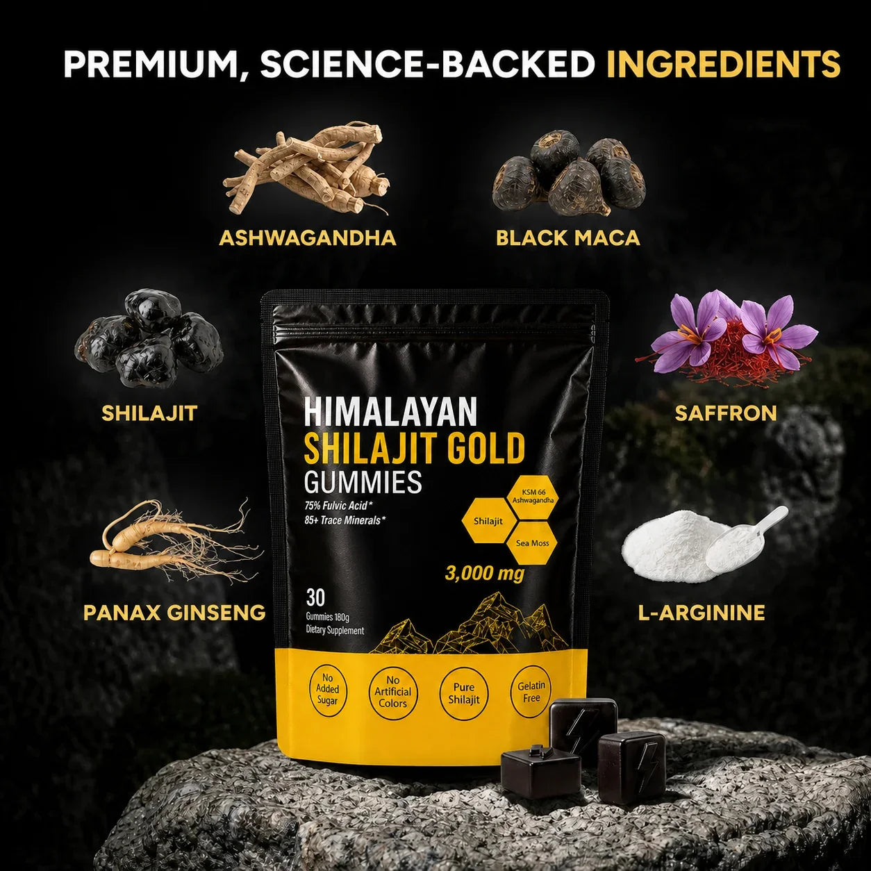 Menryx Himalayan Shilajit Gold Gummies premium ingredients