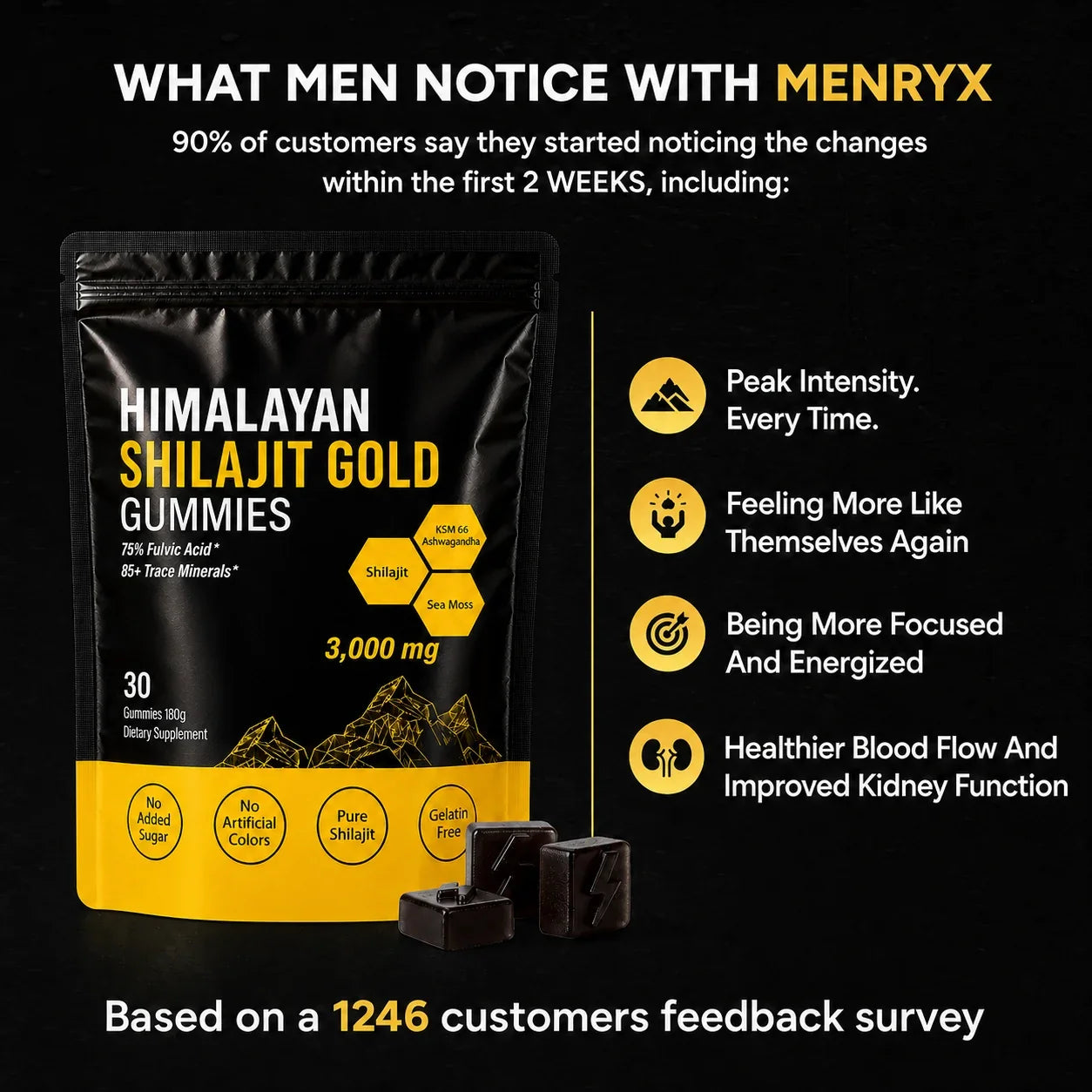 What men notice with consistent Menryx Himalayan Shilajit Gold Gummies use