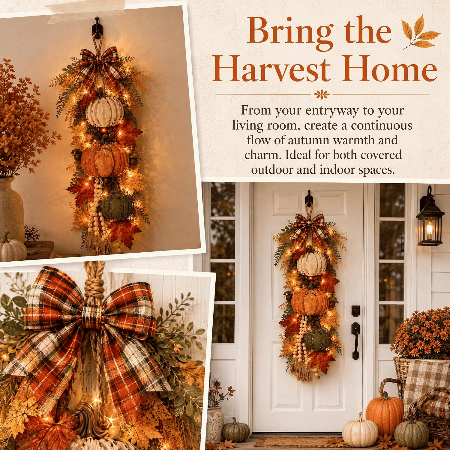 🔥Rustic Wooden Pumpkin Door Hanging🎃