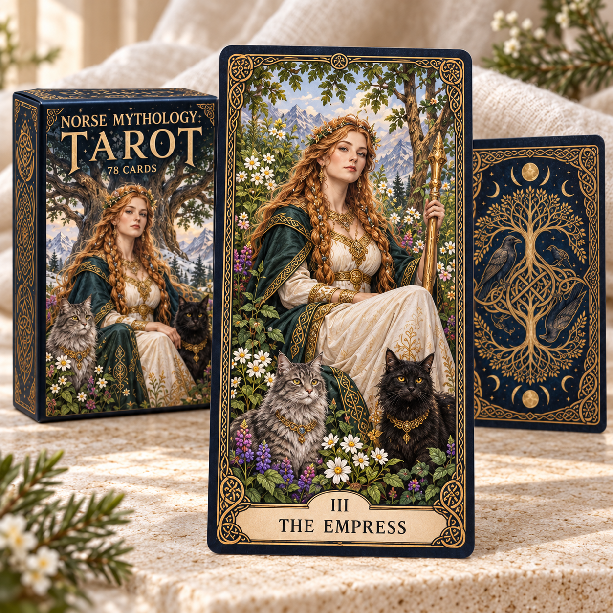 🌿 Norse Mythology Tarot — 78 Cards of Intuition, Beauty & Renewal ✨