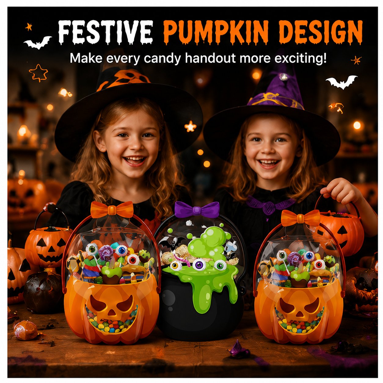 🔥Halloween Treat Bags – 10/30/50PCS Party Packs 🎃