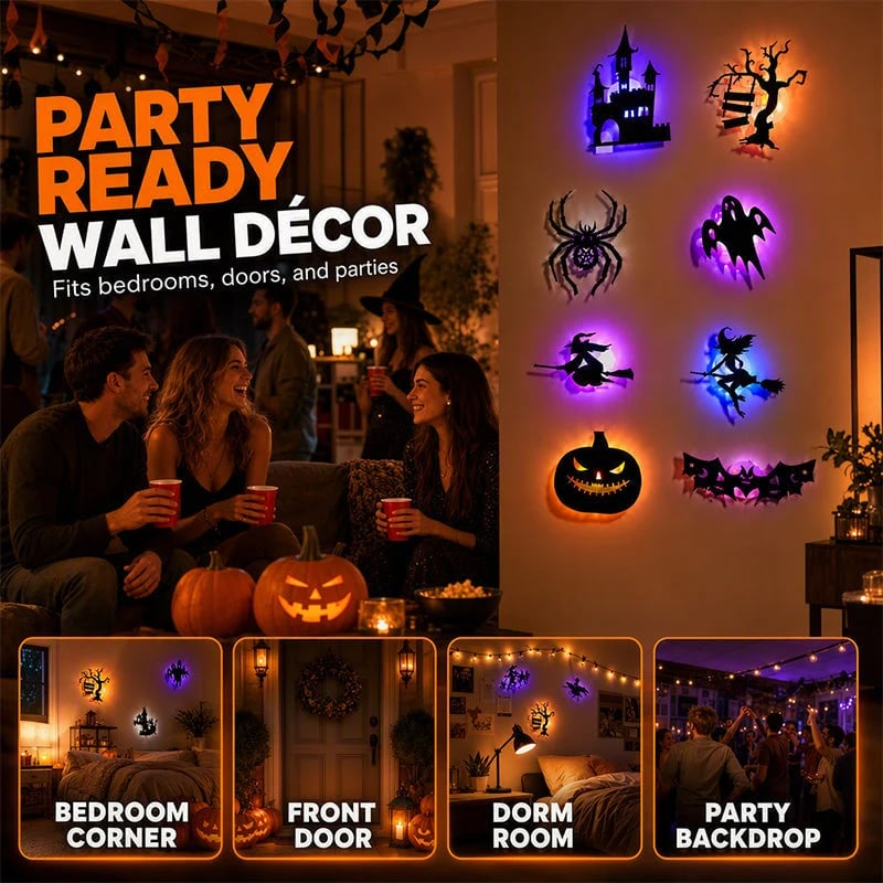 🎃 8PCS Halloween Glow-in-the-Dark Wall Stickers