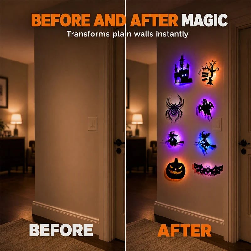 🎃 8PCS Halloween Glow-in-the-Dark Wall Stickers