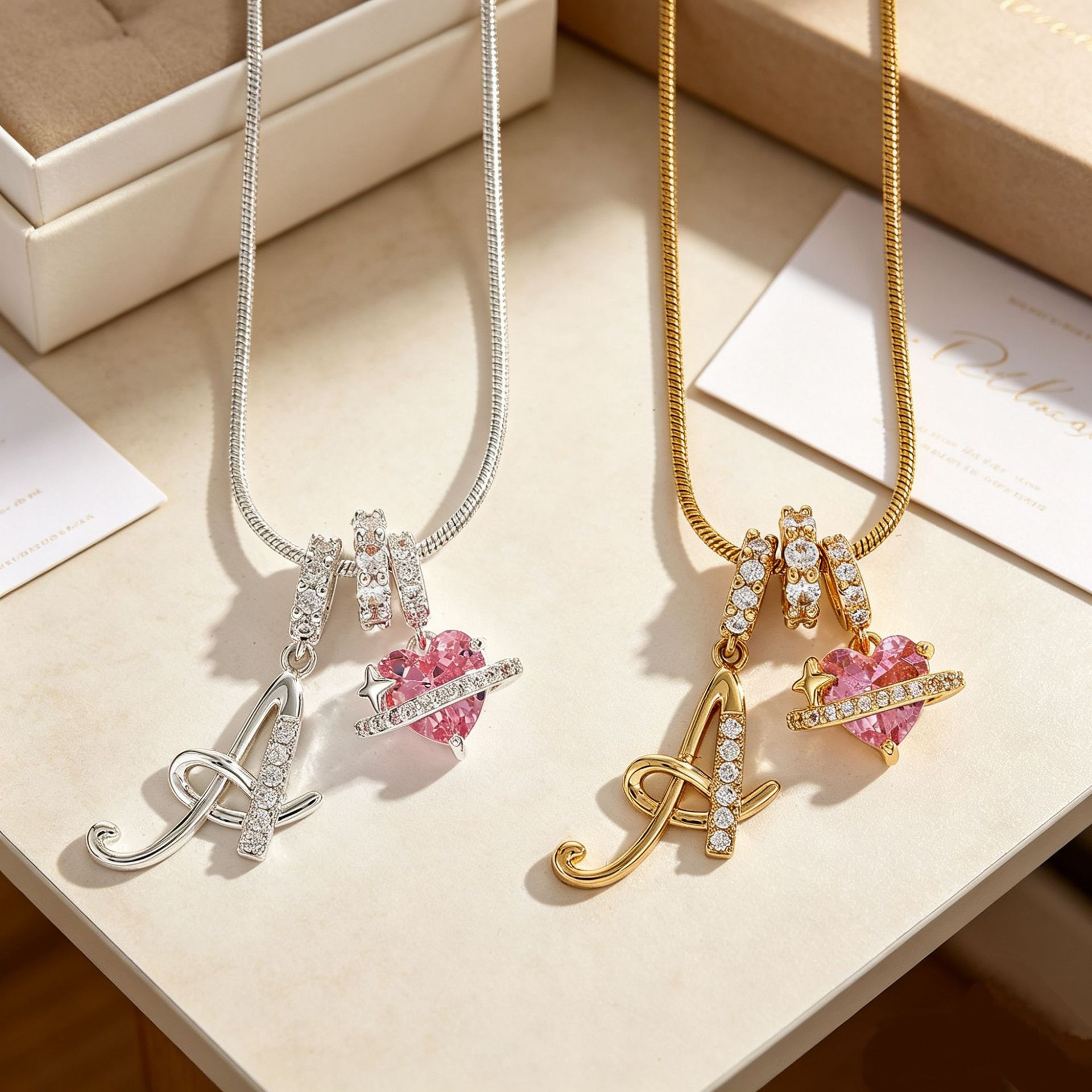 3-Layering Initial A-Z Letter Pendant Necklaces