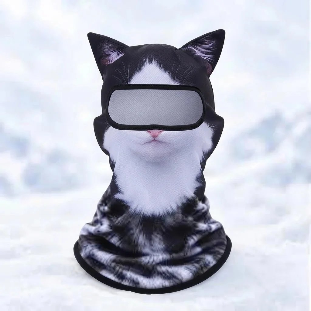 🐱✨3D Cat Ski Mask with Ears – 🤣Funny Windproof Balaclava for Skiing & Festivals