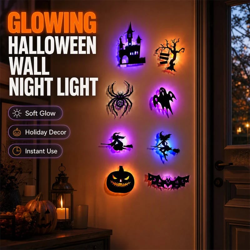 🎃 8PCS Halloween Glow-in-the-Dark Wall Stickers