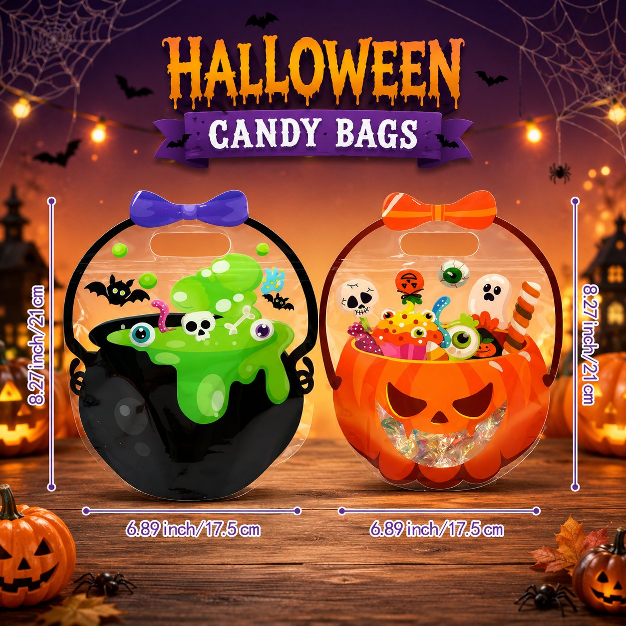 🔥Halloween Treat Bags – 10/30/50PCS Party Packs 🎃