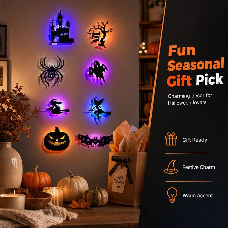 🎃 8PCS Halloween Glow-in-the-Dark Wall Stickers